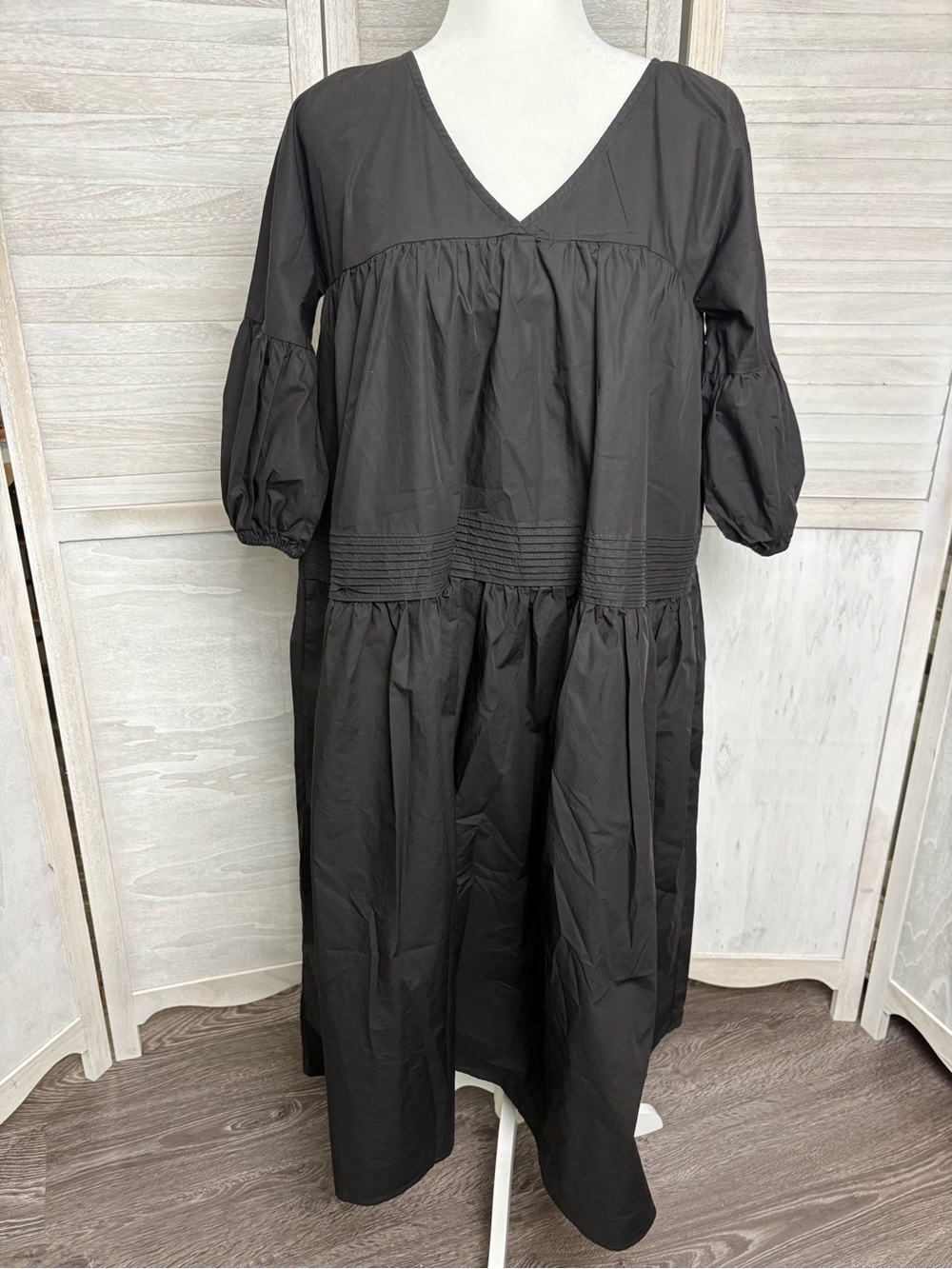 P CILL black oversized 3/4 sleeve maxi dress szXS